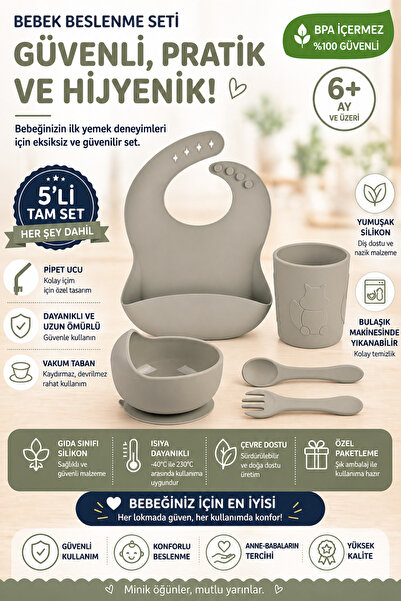 jojobebek Silikon Beslenme Seti, Silikon Vakumlu Mama Kasesi, Silikon Önlük, ...