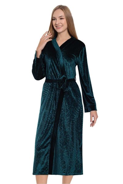 FLZ Velvet Dressing Gown Self-Patterned Stylish and Elegant 22-100
