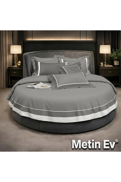 METİNEV 100% Cotton Satin 4 Piece Single Round Duvet Cover Set