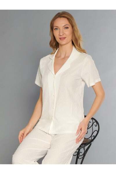 FLZ Women's Viscose Woven Short Sleeve Buttoned Pajama Set 88-124