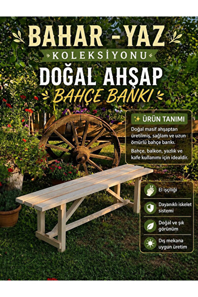 MRÇÇETİN Ahşap bank 150 cm bench sandalye(4 kişilik)