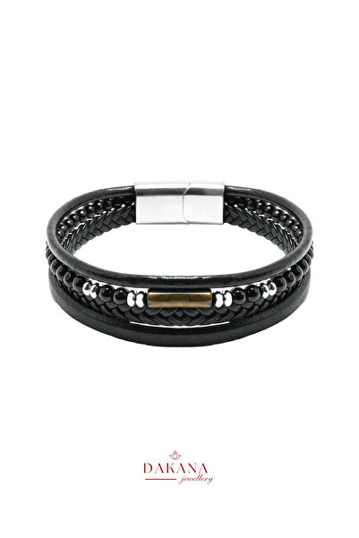 DAKANA JEWELLERY Sertifikalı Oniks Kaplan Gözü ve Hematit Taşı 4 mm Doğal Taş...