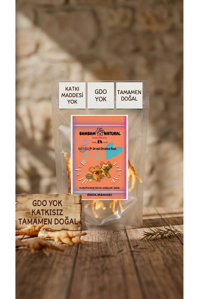 Tavuk Pençesi 100Gr - %100 Doğal Kurutulmuş - Köpek Çiğnemelik Ödül Maması