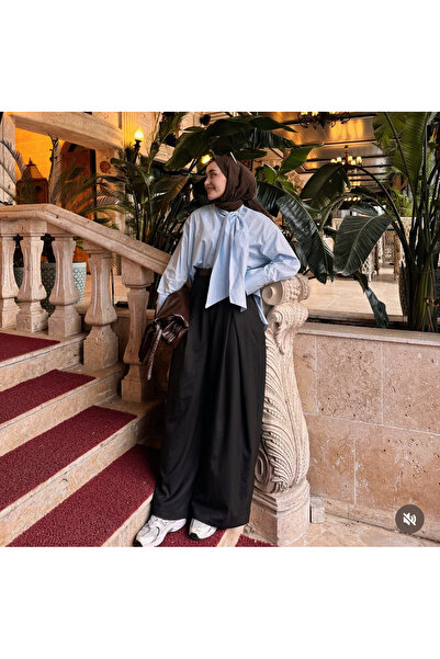 MODA S&S BZLİNE Ριγέ παντελόνι με διπλές πιέτες, χρώμα bitter coffee