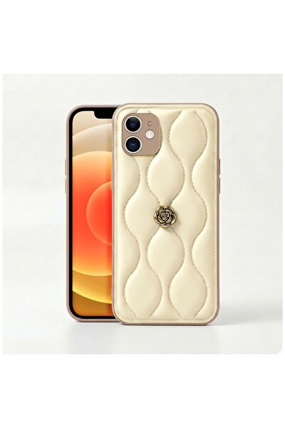 Zebana Apple iPhone 11 Uyumlu Kılıf Zebana Camellia Deri Kılıf Bej