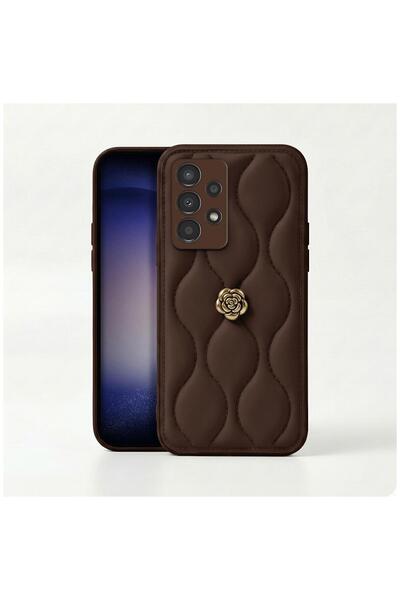 Zebana Samsung Galaxy A32 Uyumlu Kılıf Zebana Camellia Deri Kılıf Kahverengi