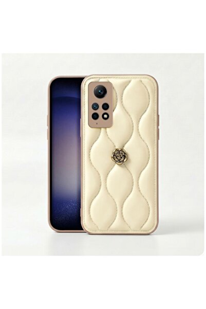 Zebana Xiaomi Redmi Note 12 Pro 4G Uyumlu Kılıf Zebana Camellia Deri Kılıf Bej