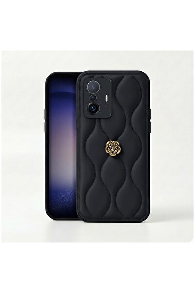 Zebana Xiaomi Mi 11T Pro Uyumlu Kılıf Zebana Camellia Deri Kılıf Siyah