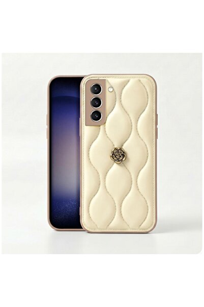 Zebana Samsung Galaxy S21 FE 5G Uyumlu Kılıf Zebana Camellia Deri Kılıf Bej