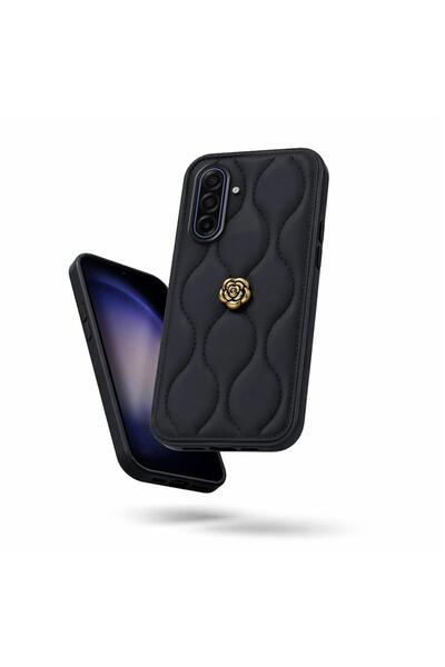 Pro Aksesuar Samsung Galaxy A17 Compatible Case Floral Wavy Leather Case Black