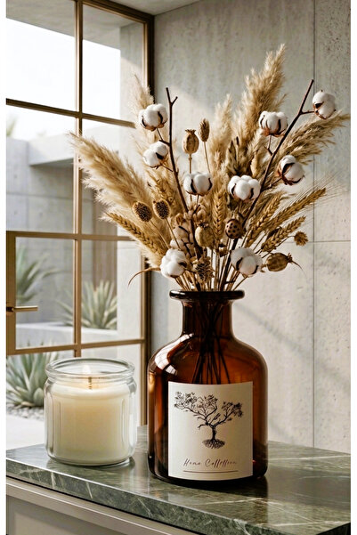 junibeliw 2li Set Amber Dekoratif Cam Şişe Vazo Kavanoz 150ml(ÇİÇEKSİZ) Küçük...