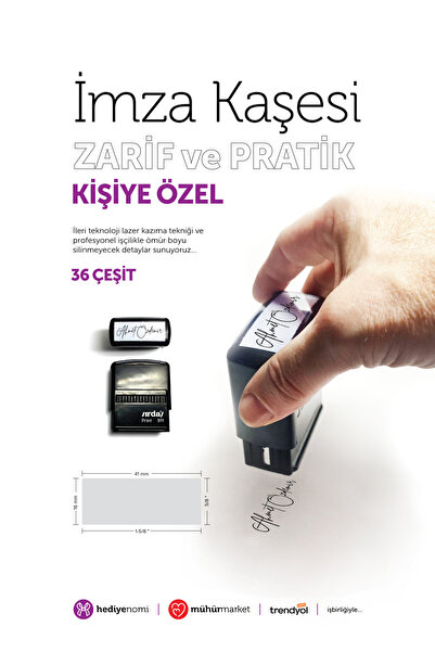 HEDİYENOMİ MühürMarket > İmza Kaşesi, İmza Fontu ile Kaşe - İsme Özel Zarif v...