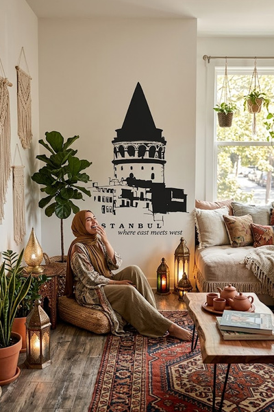 KT Decor Istanbul Galata kula Dnevna soba Kancelarija Moderna zidna naljepnica