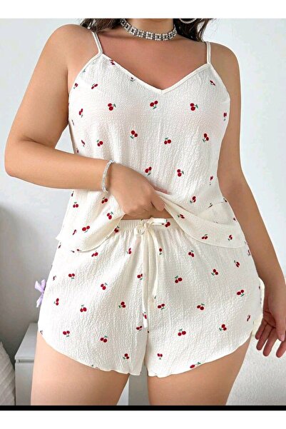 Peille Σετ νυχτικών από ύφασμα μουσελίνας με σορτς και λεπτές τιράντες