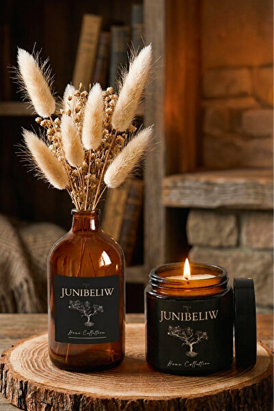 junibeliw 2li Set Amber Siyah Etiket Dekoratif Cam Şişe Vazo Kavanoz 100ml(Çİ...