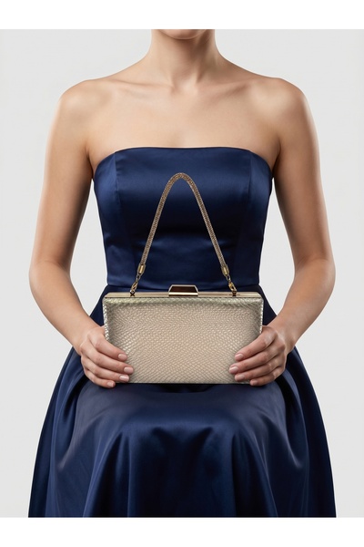 Biçanta Χρυσό χρυσό χρώμα λέιζερ μοτίβο φιδιού Γυναικείο βραδινό φόρεμα Τσάντ...