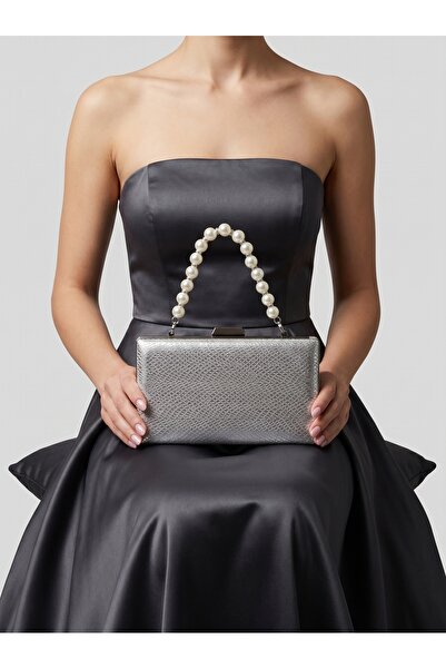 Biçanta Ασημί γκρι λαμέ χρώμα λέιζερ μοτίβο φιδιού Γυναικείο βραδινό φόρεμα Τ...