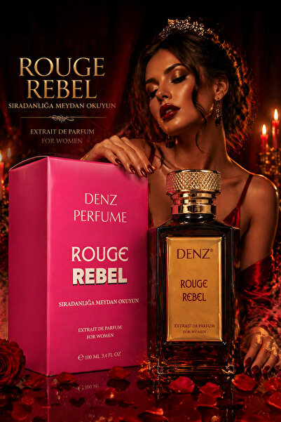 Denz Perfume Rouge Rebel Kadın Parfüm Amber Misk Paçuli Beyaz Çiçekler Çiçeks...