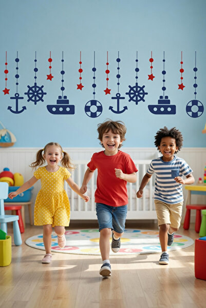 KT Decor Σετ αυτοκόλλητων τοίχου με φιγούρα Sailor για βρεφικό και παιδικό δω...