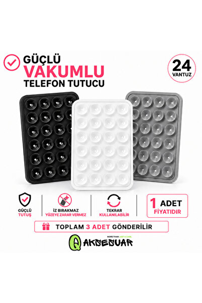 Q Aksesuar Vakumlu Telefon Tutucu 2’li Set – Vantuzlu Kaymaz Telefon Sabitley...