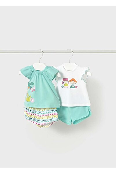 MAYORAL Newborn Girl Knitted 4-Piece Set with Shorts