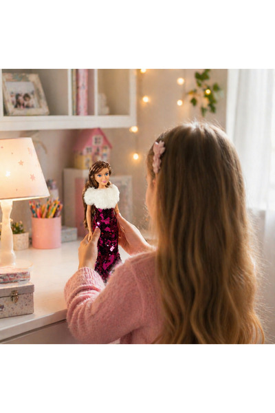 VARDEM OYUNCAK Renk Değiştiren Pullu Kıyafetli 29 cm bebek - Mor