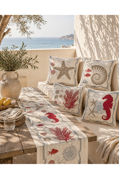 Sister Home Design Set cu tematică marină: Covor decorativ și 4 huse de pernă...