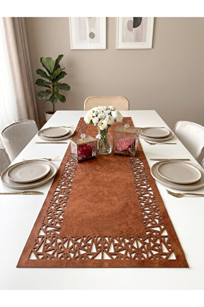 Ergüven Home Runner din țesătură din piele intoarsa maro rosu 40x140 cm Lungi...