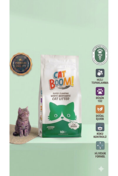 Cat Boom Yasemin Kokulu İnce Taneli Bentonit Topaklanan Kedi Kumu 10 Lt