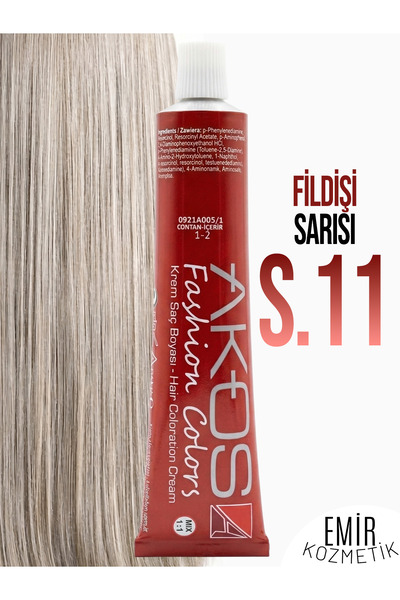 AKOS Yoğun Etkili Saç Boyası 60ml - Fildişi Sarısı S.11 + Pierra oksidan 60ml