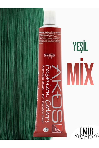 AKOS Yoğun Etkili Saç Boyası 60ml - Mix Yeşil + Pierra oksidan 60ml