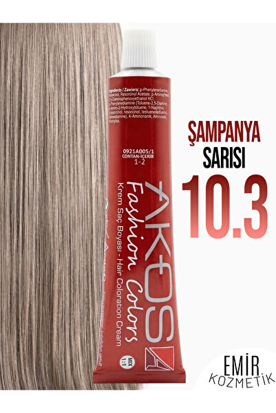 AKOS Yoğun Etkili Saç Boyası 60ml - Şampanya Sarısı 10.3 + Pierra oksidan 60ml