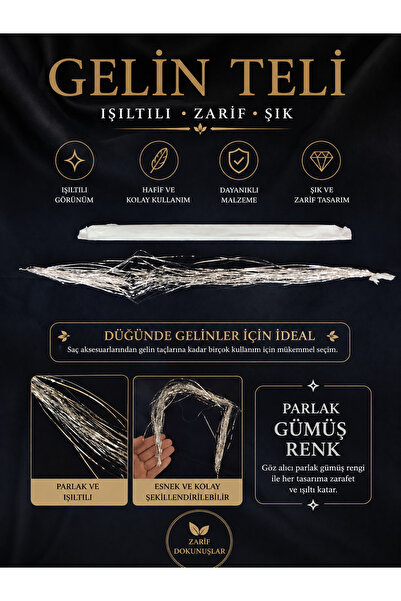 AKTAR HALİL GELİN TELİ ÇİLE PARLAK GÜMÜŞ RENGİ 1 ADET