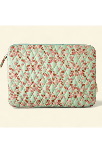 satya Green Pink Flowers Laptop Case 13 Inch