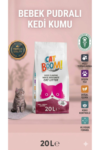 Cat Boom Bebek Pudrası Kokulu Bentonit Kedi Kumu 20 Lt