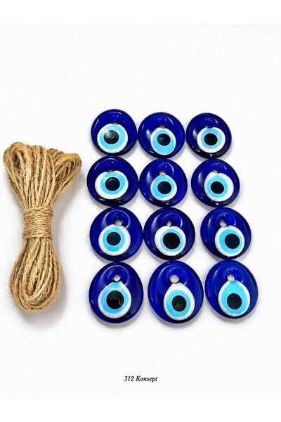 312 KONSEPT 10 τεμάχια 4 εκ. γυάλινες χάντρες για το κακό μάτι και 5 μέτρα σχ...