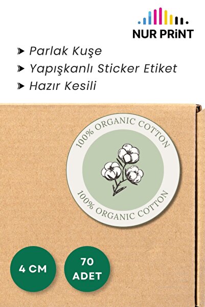 Nur Print Adhesive Sticker, Organic Label Round Diameter 4 Cm, with the Text'...