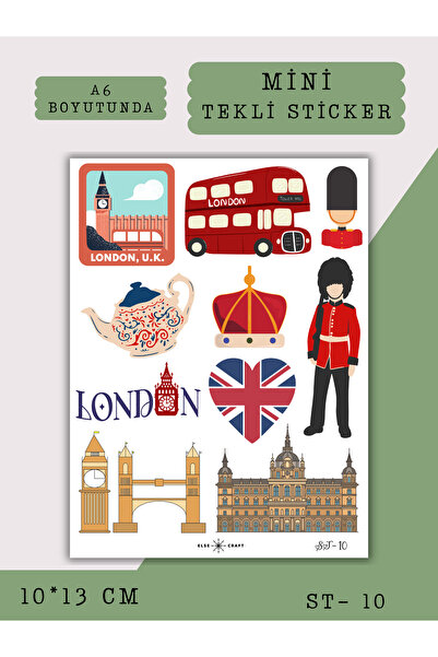 Else Craft İngiltere Londra Seyahat Temalı Sticker - ST-10 - Ajanda Planlayıc...