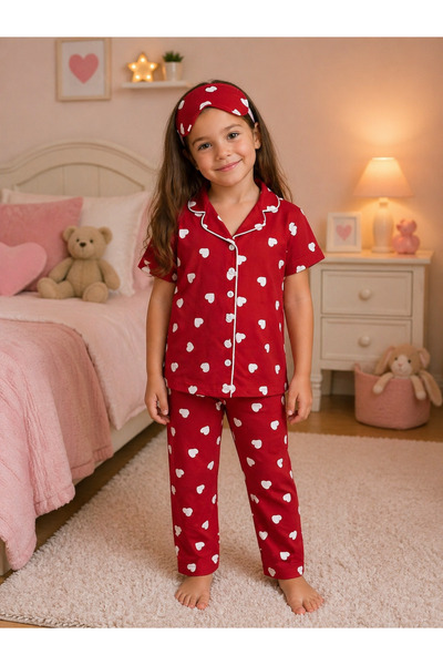 zahider Κοριτσίστικο βαμβακερό κοντομάνικο καλοκαιρινό σετ πιτζάμες με σχέδιο...