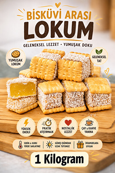 ÜLKÜ KURUYEMİŞ (1 KG) Lokmalık Mini Bisküvili Arası Lokum Hediyelik Tatlı Atı...