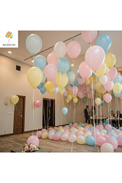 baloss fer Makaron Renkli Balon Seti 11 İnç 24 Parça Doğum Günü Parti Süsleme