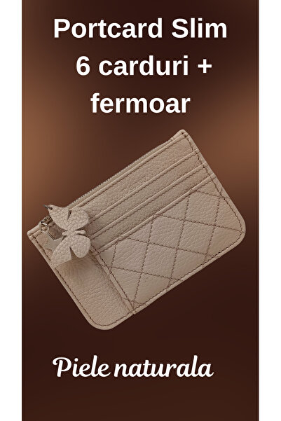 OEM Slim Genuine Leather Card Holder with zipper, 6 cards, Compact card Walle...