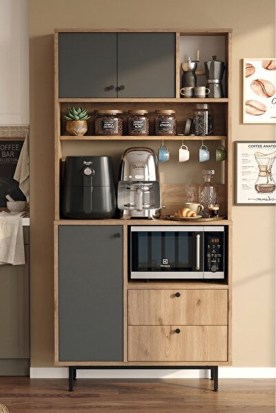 Yurudesign Royce Serisi Kahve Köşesi Çok Amaçlı Dolap Mutfak Dolabı Sepet-Ant...