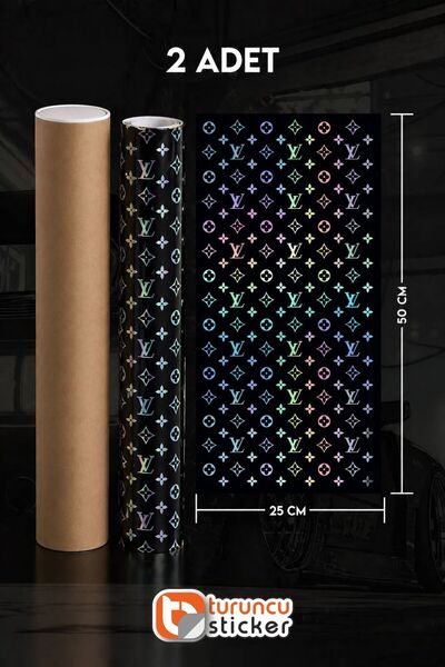 Turuncu Sticker Araç Hologramlı - Kask - Araba - Sticker -Etiket Kapı Direk K...