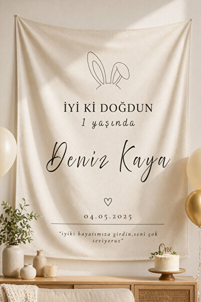 WithWall Kişiye Özel Doğum Günü Yazısı Duvar Örtüsü, Doğum Günü Duvar Halısı