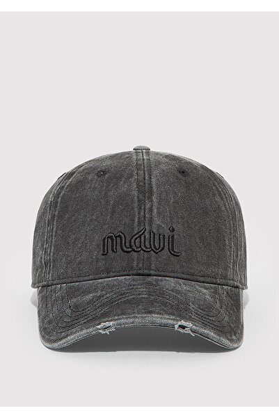 Mavi Anthrazitfarbener Hut mit Logo-Detail 0912173-900