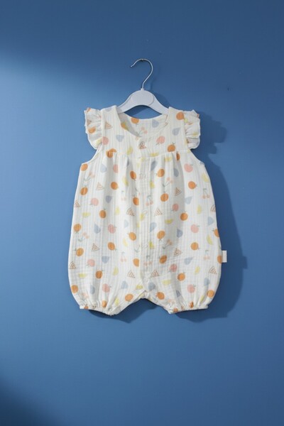 Genel Markalar Babymet %100 Pamuk Müslin Kız Bebek Tulum – Meyve Desenli, Çıt...