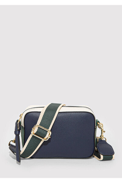 Navy Blue Crossbody Bag with Green Strap1910084-71832