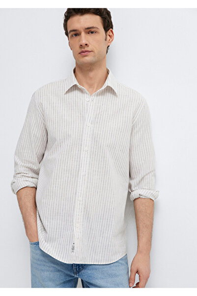 Mavi Πουκάμισο από λινό μείγμα, ριγέ εκρού, κανονική εφαρμογή / κανονική γραμ...