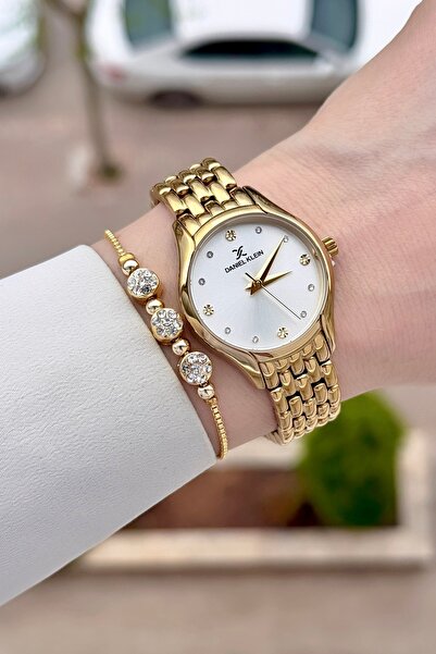 Daniel Klein Gold Color Adjustable Cord 30 mm Women's Wristwatch with Gift Pa...
